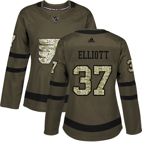 Adidas Flyers #37 Brian Elliott Green Salute to Service Women's Stitched NHL Jersey